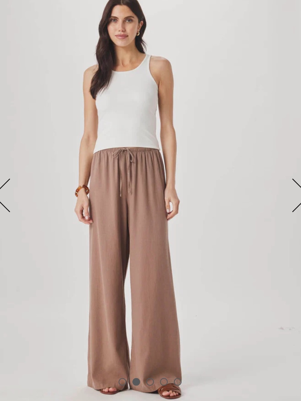 Splendid Wide-Leg Drawstring Pants in Taupe